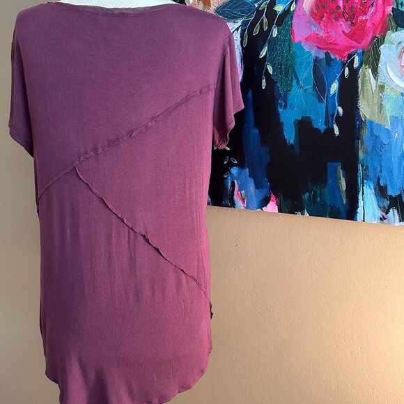 Simply Vera Vera Wang Plum Short Sleeve Pull-Over Top Size Large - Picture 2 of 8